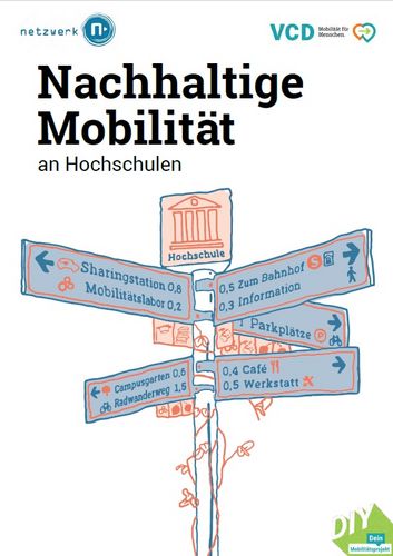 Titelblatt der Broschüre Nachhaltige Mobilität an Hochschulen des VCD und netzwerk n